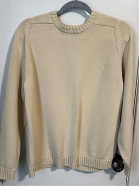 Women's Size Large Lands End Sweater Cream Vintage Cotton 14 - 16